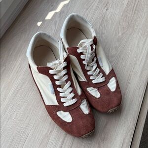 Zara Cream Sneakers with Rust Suede Accents